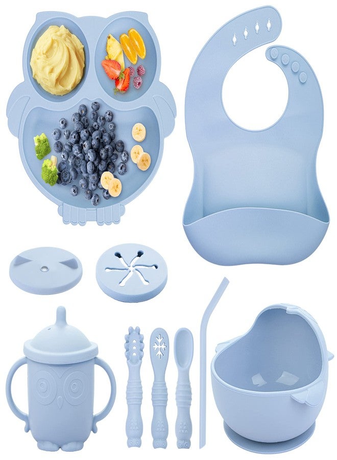 Bnditeu Baby Weaning Set, Silicone Baby Feeding Set(10 Pcs), Toddler Weaning Set with Adjustable Bib, Suction Bowl, Plate, Fork, Spoon, Water & Snack Cup Kit, Baby Led Weaning Kit for Babies and Kids - Image 1